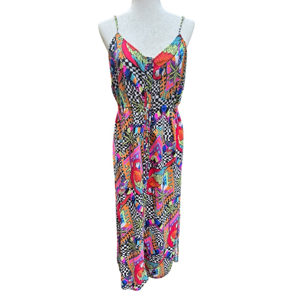 Mara Hoffman Swim Collection Parrot Print Midi Dress Size M – Tropical Festival